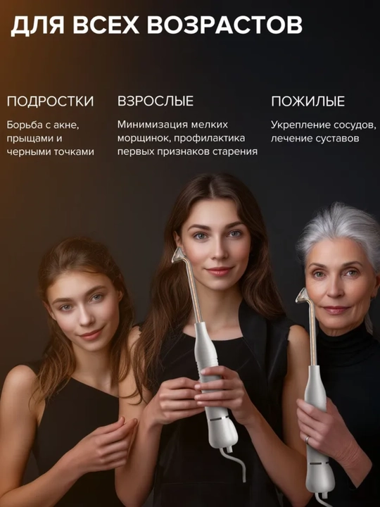 Дарсонваль прибор для роста волос и ухода за кожей лица, с 4 насадками до 7 насадок