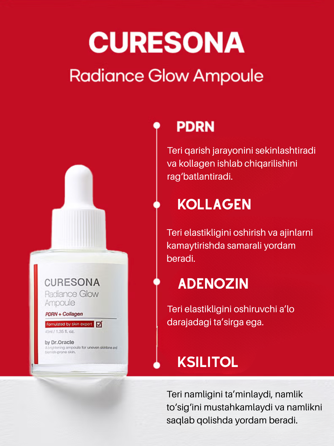 Сыворотка для лица PDRN + Collagen, Dr.Oracle Curesona Radiant Glow Ampoule, 40 мл, Корея