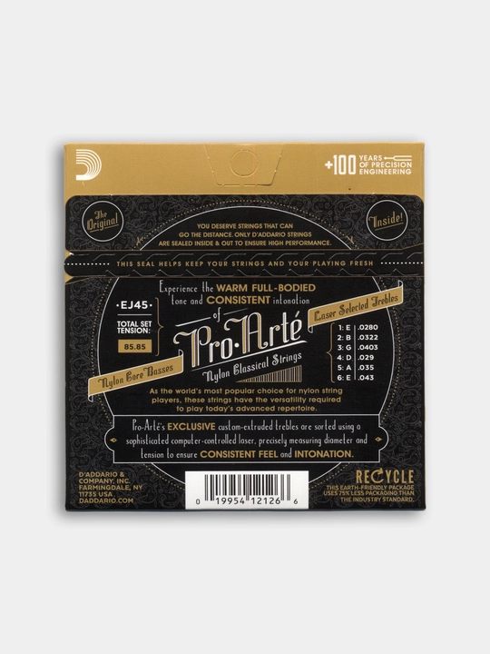D'Addario klassik gitara torlari, EJ45 neylon, Normal Tension PRO ARTE + 1 mediator