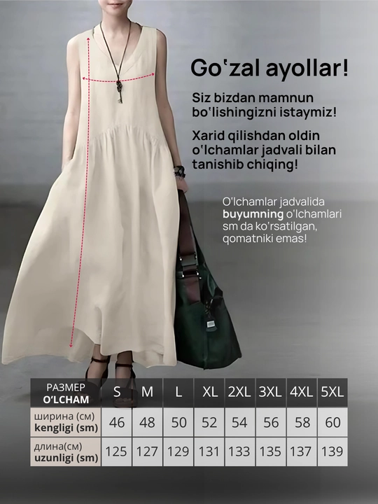 Yozgi  sarafan ayollar uchun, zig‘ir — ELLY FASHION