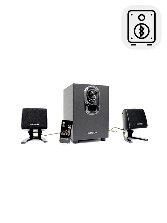 Сабвуфер Microlab M‑108BT, 2.1, 14 Вт RMS (2×3,5 Вт + 7 Вт), Bluetooth, AUX, RCA, MDF корпус