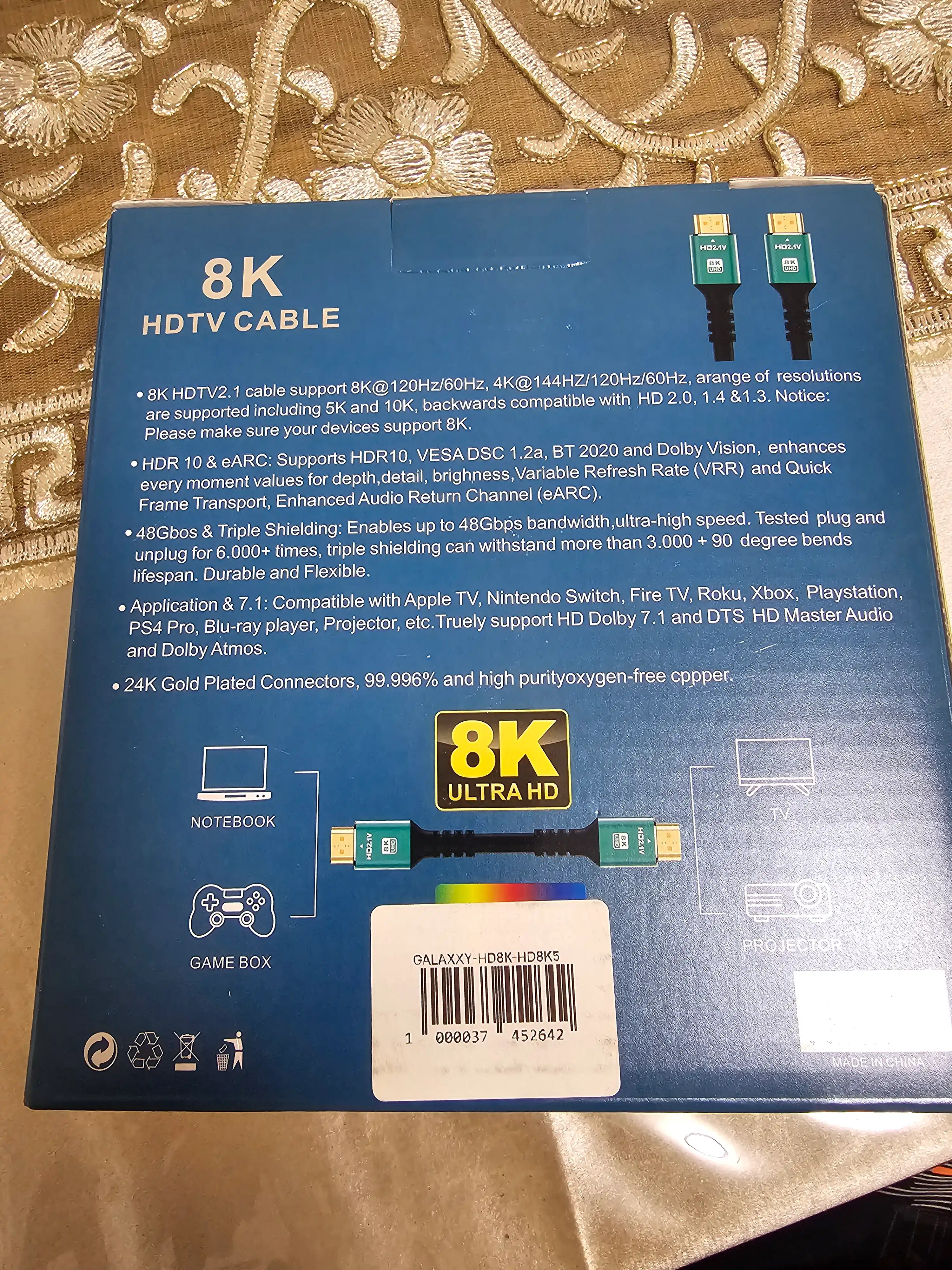 HDMI 8K kabel televizor, monitor va kompyuter uchun