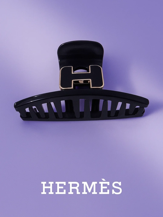 Женская классическая чёрная заколка от бренда Hermès - 