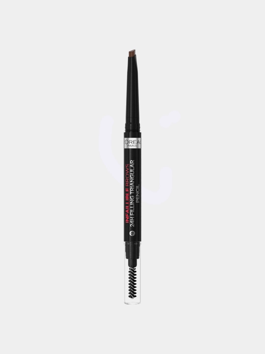 L’Oreal Paris INFAILLIBLE Qoshlar uchburchak qalam, 3.0 tus, to‘q jigarrang