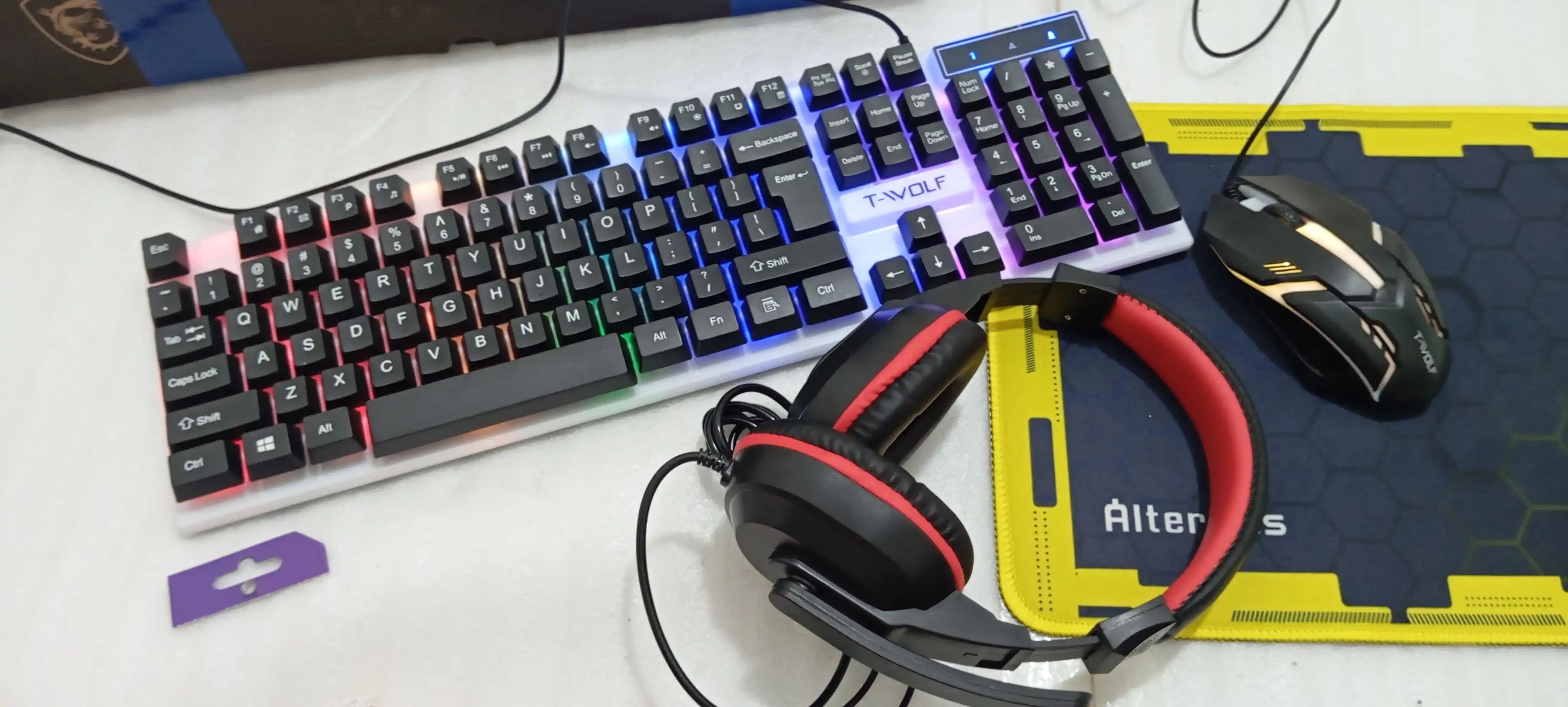 Игровая клавиатура и мышь F83, с RGB подсветкой, с LED освещением, для игр, проводная