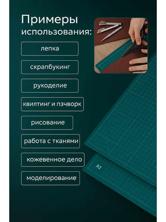 Коврик раскройный для пэчворка, двухсторонний, 60*45 см