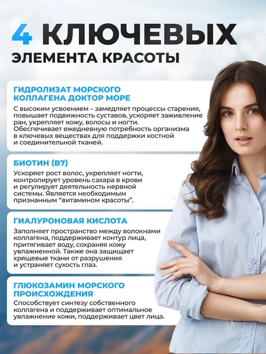 Коллаген комплекс для красоты (усиленная формула +биотин, +цинк, +Q10), 120 капсул