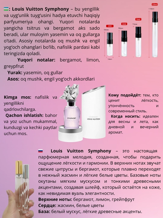 Аtir ayollar uchun Louis Vuitton Symphony, Fransiya duxisi,