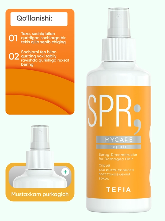 Sprey TEFIA MY CARE soch turmaklash uchun, 250 ml, keratin bilan, namlantiradi va tiklaydi