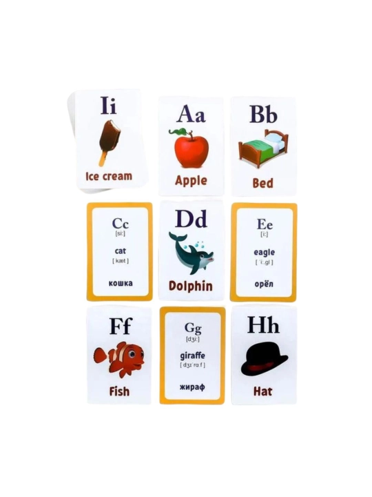 Карточки English для изучения английского языка для детей 4+, 70 штук