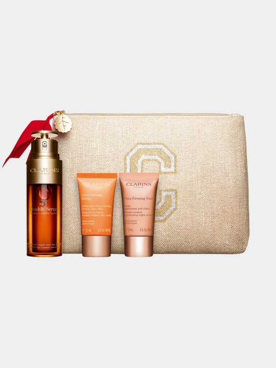 Clarins Double Serum & Extra-Firming Set, 4 tasi 1 da - qarishga qarshi vositalar to‘plami - 