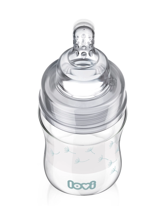 LOVI Бутылочка стеклянная DIAMOND GLASS 150/250 мл Baby Shower