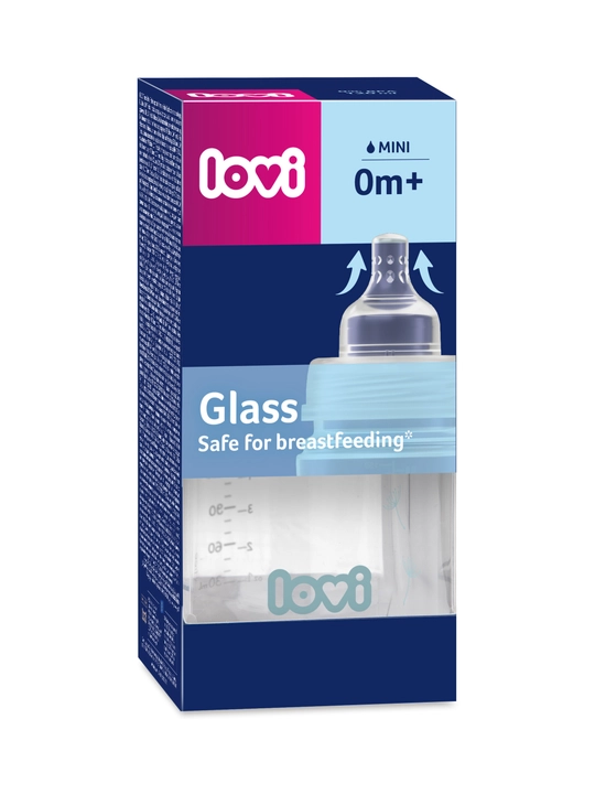 LOVI Бутылочка стеклянная DIAMOND GLASS 150/250 мл Baby Shower