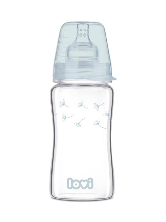 LOVI Бутылочка стеклянная DIAMOND GLASS 150/250 мл Baby Shower
