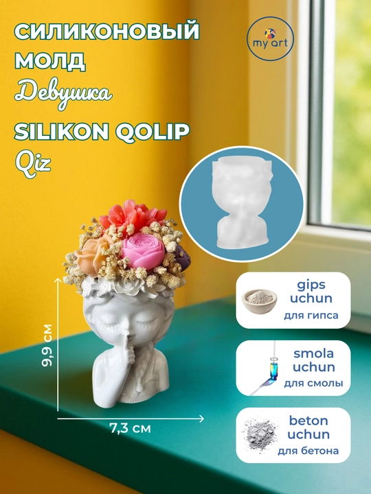 Silikon qizcha qolipi, gips, smola uchun, silikon qolip qiz, kashpo - 