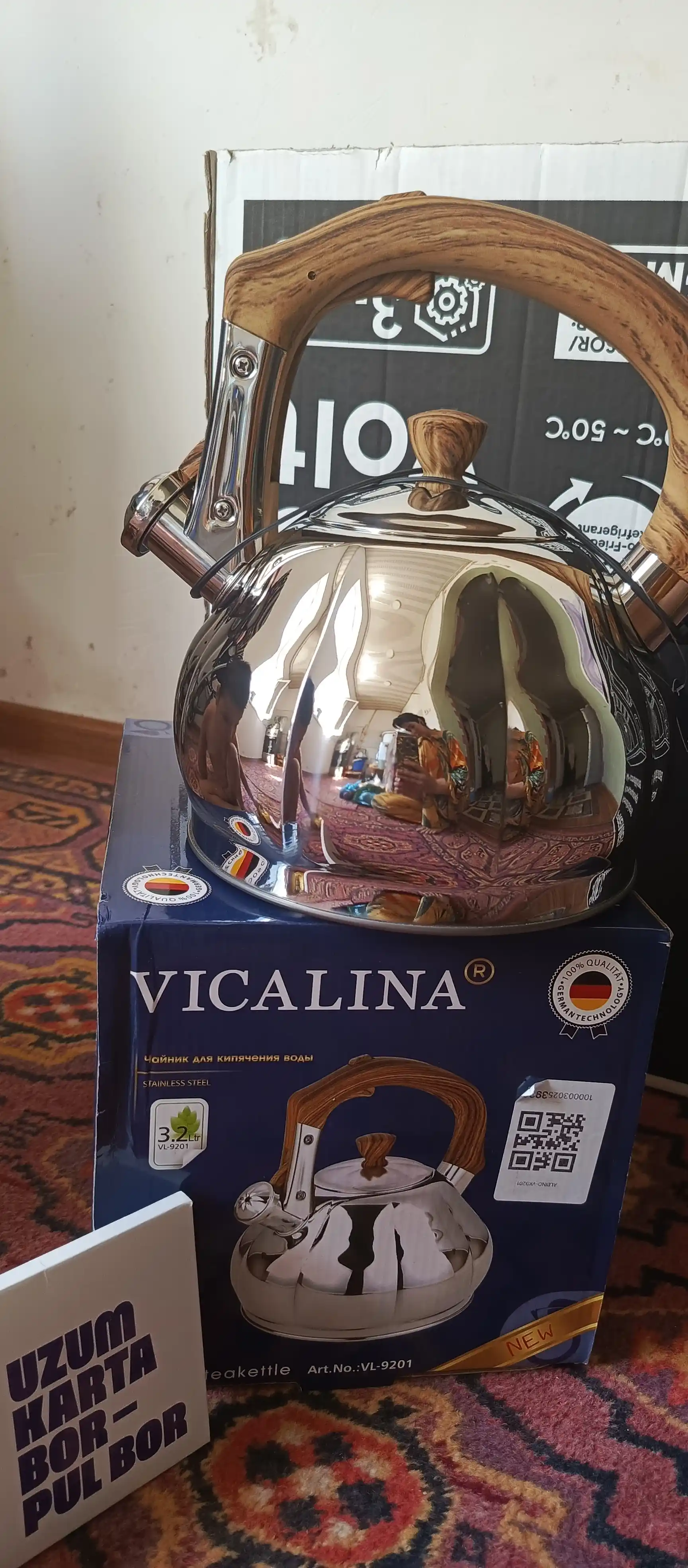 Чайник Vicalina, металлический, керамический, со свистком, для всех видов плит, 3.2 л