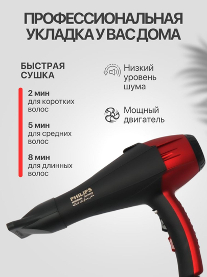 Soch uchun professional Fen PH-8080, quritish va yotqizish uchun, ionizatsiya bilan