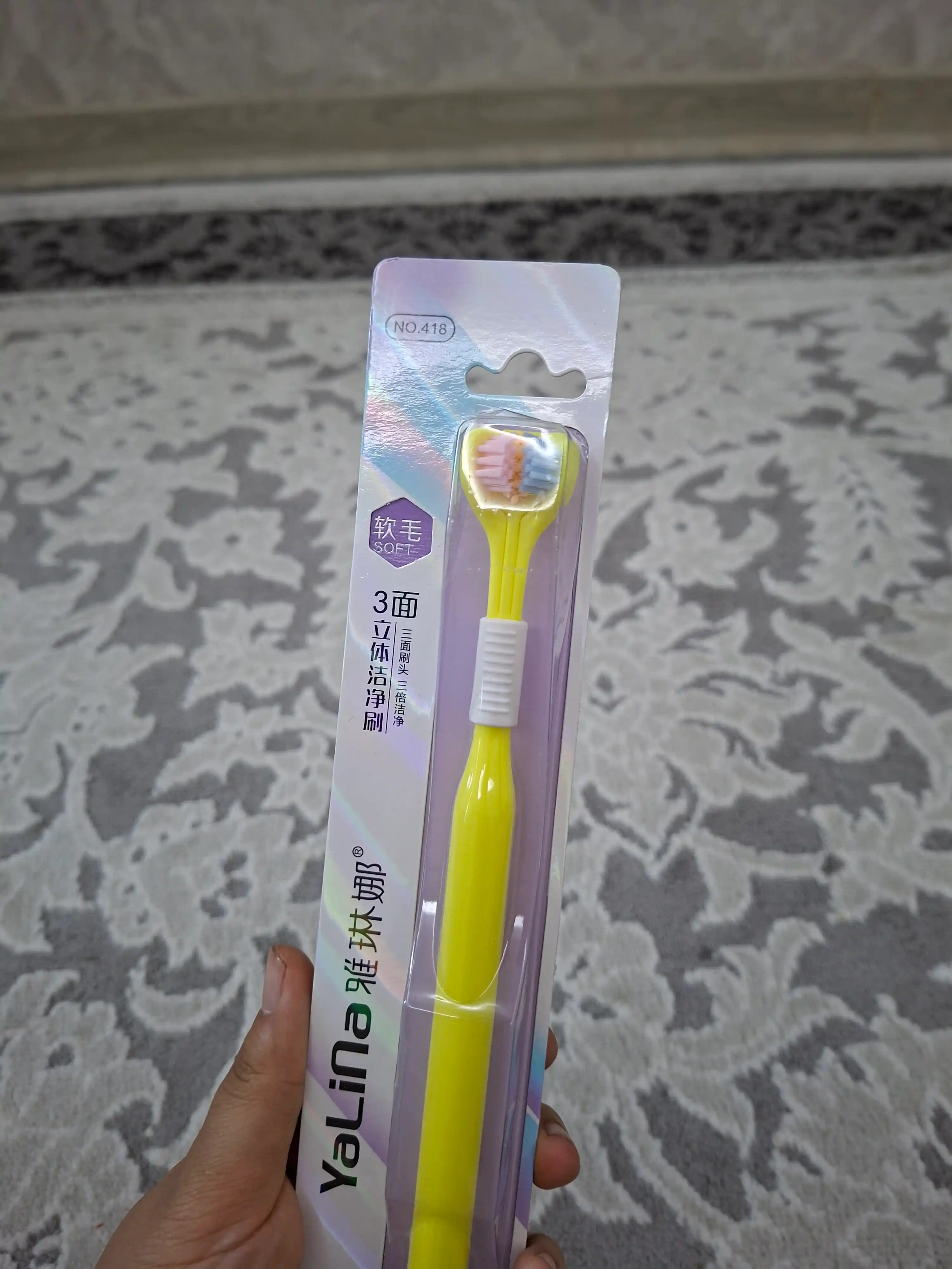 3D PBT bolalar uchun uch tomonlama tish cho'tkasi, til cho'tkasi, til qirg'ichlari