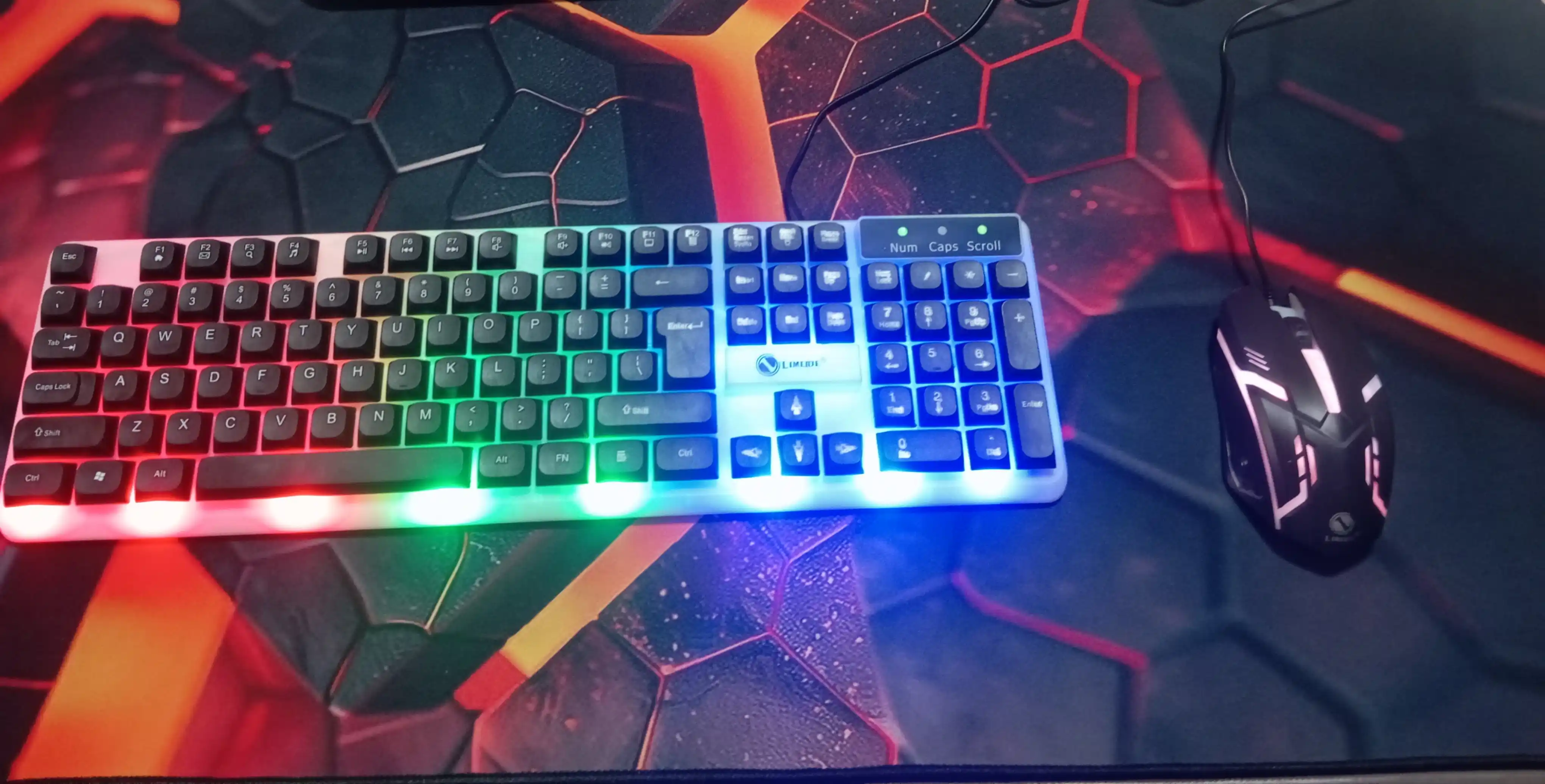 Игровая клавиатура и мышь F83, с RGB подсветкой, с LED освещением, для игр, проводная