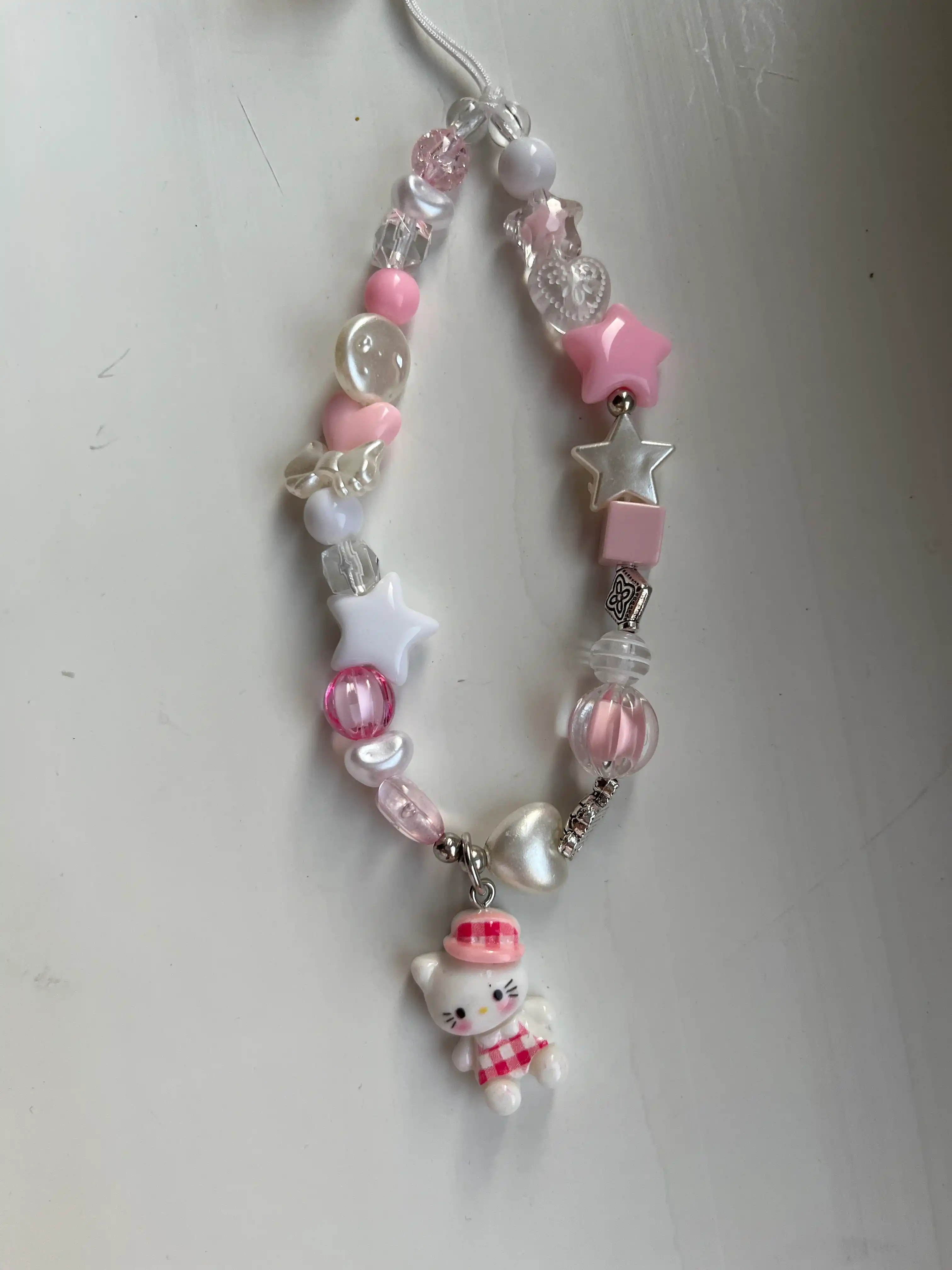 Telefon uchun Hello Kitty brelok-braslet, osma bezak va bilaguzuk (pushti)