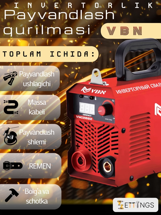 VBN VMI 2002 payvandlash invertori, MMA, 200A, 4000W
