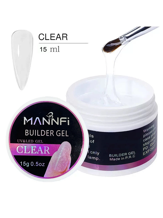 Гель для наращивания и моделирования ногтей цветной, MANNFI, 15 g