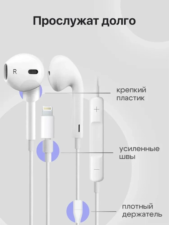 IPhone uchun oq simli quloqchin, Lightning, mikrofonli
