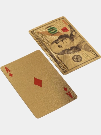 Игральные карты, пластиковые, 100 долларов, 54 штуки