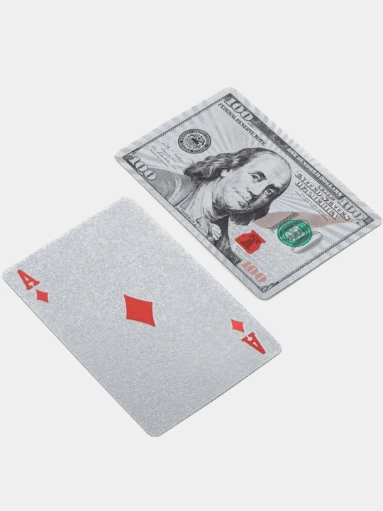 Игральные карты, пластиковые, 100 долларов, 54 штуки