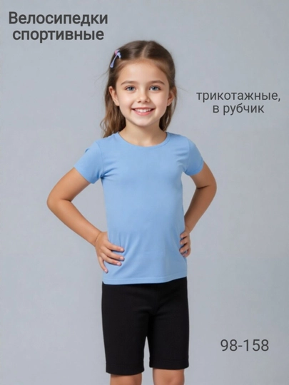 Велосипедки спортивные, трикотажные, в рубчик