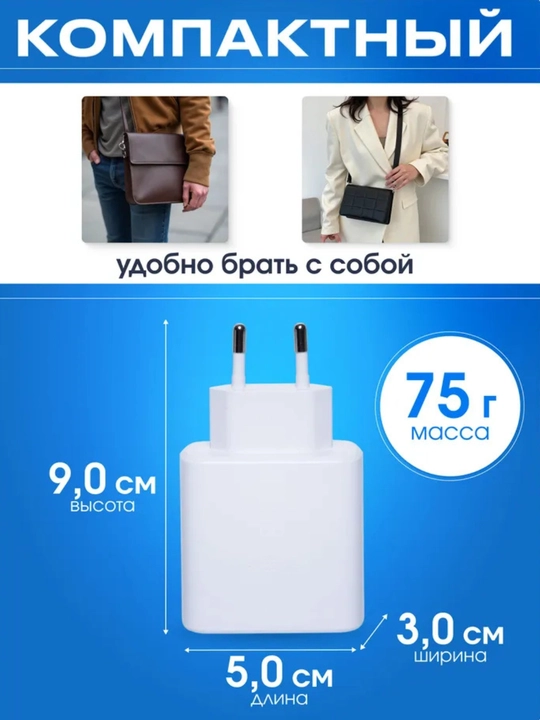 Сетевой адаптер Samsung 45W PD Type-C, супер быстрая зарядка