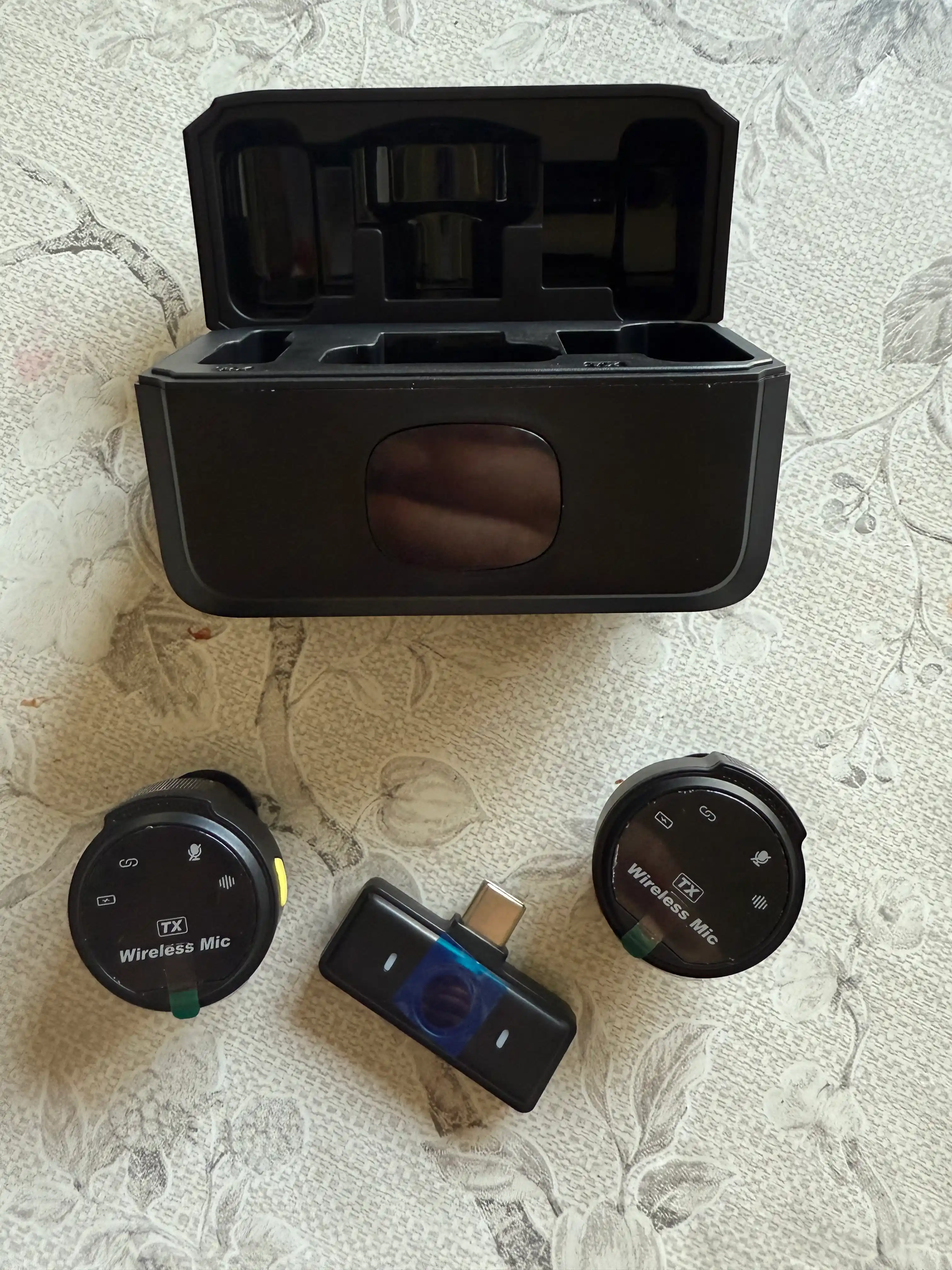 Simsiz petlichkali mikrofon, 2 tasi 1 da, iPhone va Android uchun, Type-C va Lightning
