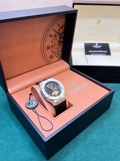 Мужские наручные часы Hublot, автоматические, механические, в подарочной коробке — CLEANNE-MHUBLOT-ЧЕРНСТЕ