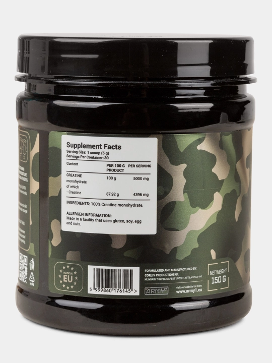 Kreatin monogidrat Army1 Pure Creatine 150 g ta’msiz halol 30 porsiya