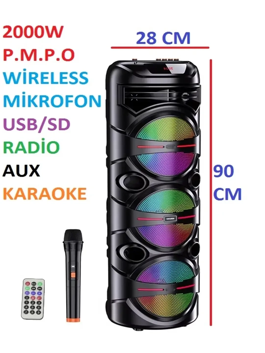 Simsiz mikrofon, Bluetooth, RGB yoritgichli karaoke dinamik, 90 sm x 30 sm