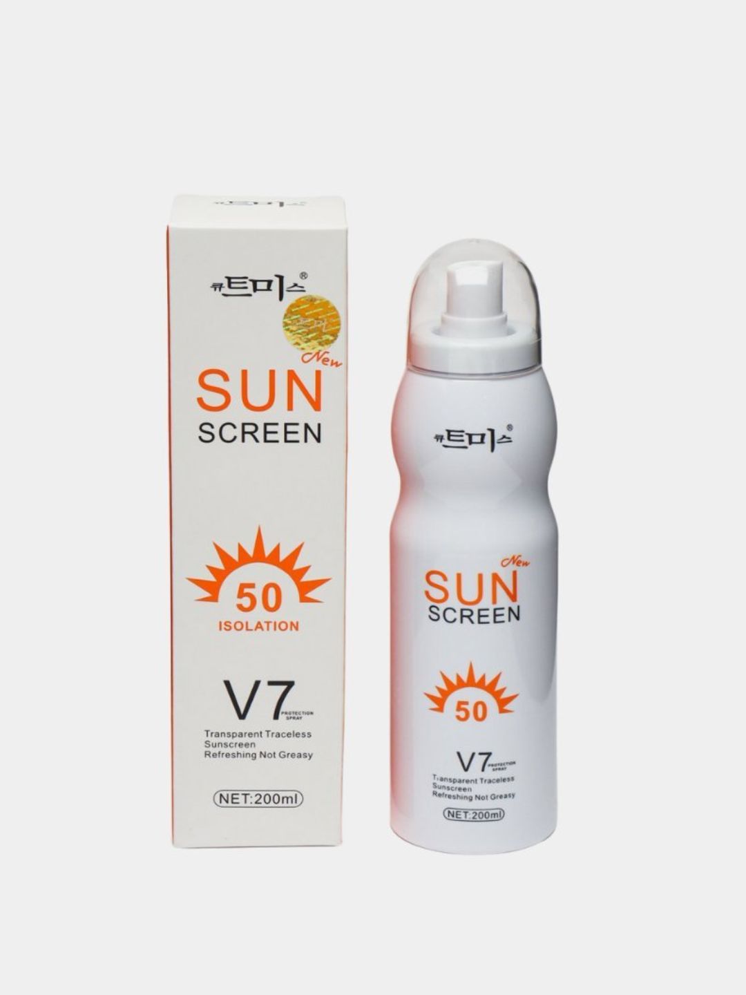 Quyoshdan himoya qiluvchi sprey kremi, 50 spf Quyosh ekrani V7, 200 ml