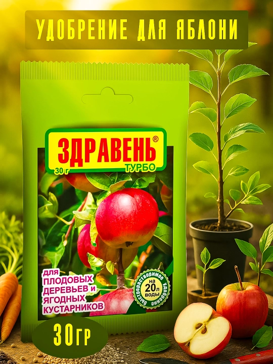 Mineral o'g'it Zdraven Turbo mevali daraxtlar, ko'chatlari uchun, paket 30 g - 