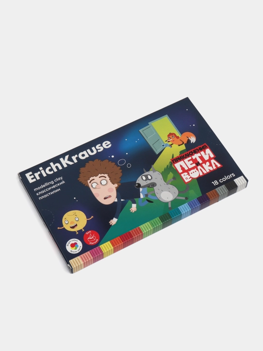 Klassik plastilin ErichKrause Petya va Bo‘rining sarguzashtlari, 18 rangli, stekli, 270 g - 