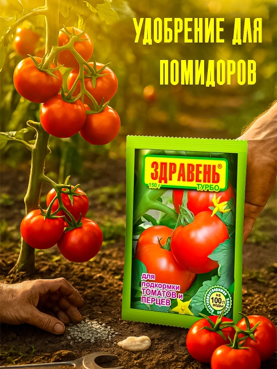 Минеральное удобрение Здравень, помидоры, томаты подкормка ТУРБО, 150 гр - 