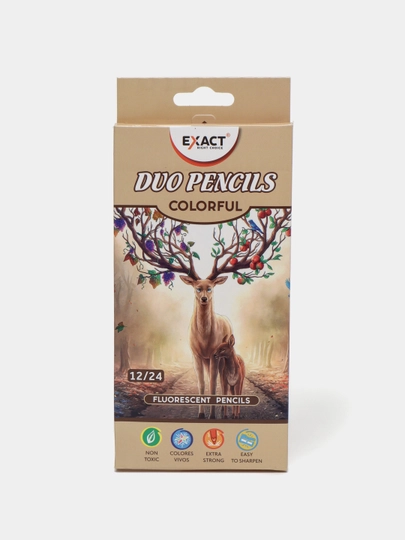 Цветные карандаши двухсторонние EXACT DRQ006 — EXACTUZ-P1B80E5-БЕЖЕВ