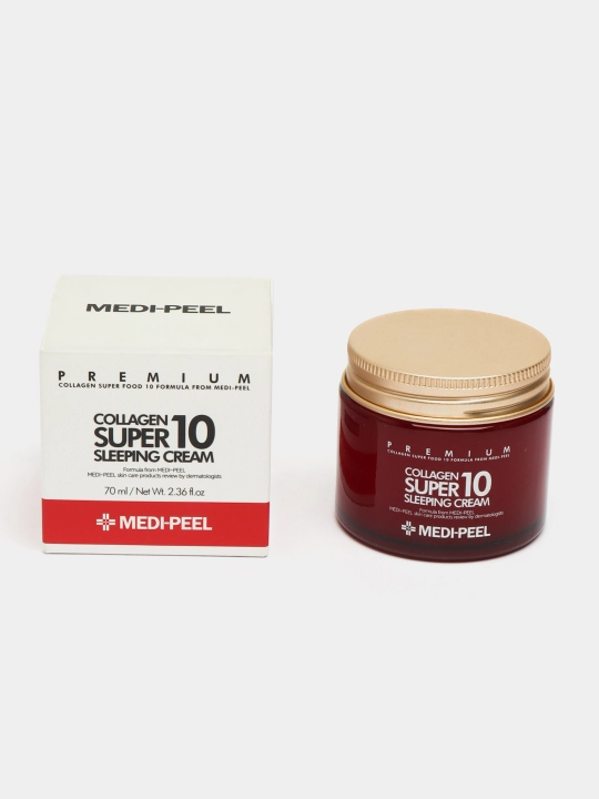 Kollagenli yoshartiruvchi tungi yuz kremi, MEDIPEEL+, Collagen Super 10 Sleeping Cream, 70 ml