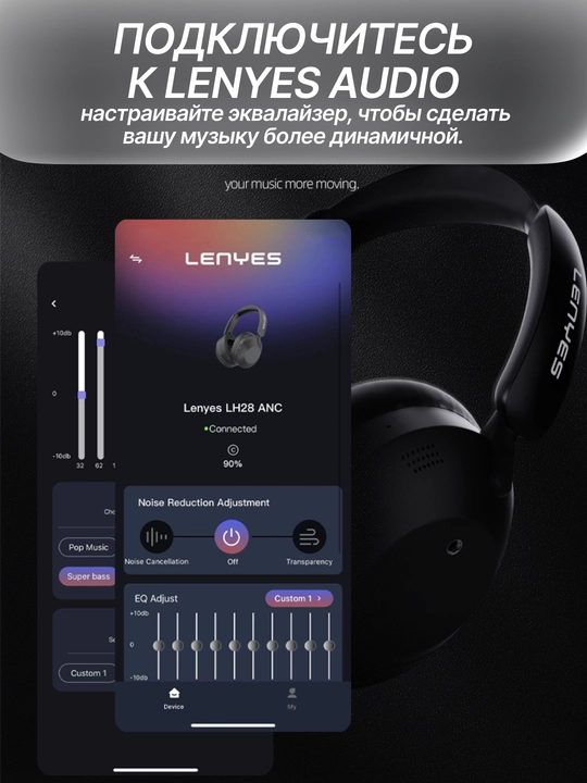 Беспроводные наушники Lenyes LH28 ANC, накладные, с шумоподавлением, с кейсом, комфортные