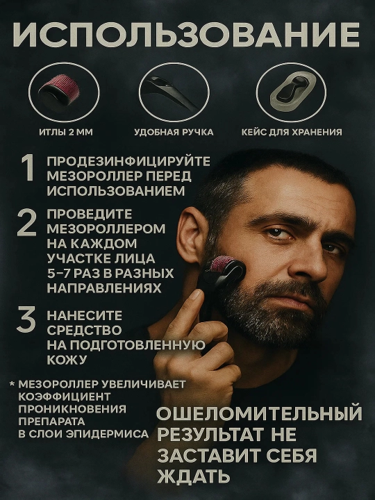 Миноксидил 10%,12.5% + мезороллер, средство против выпадения волос, активатор роста, 60 мл