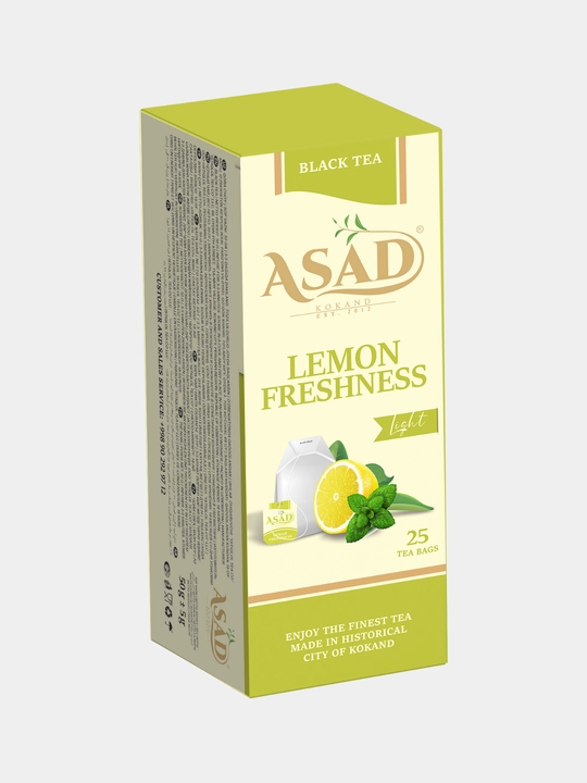 Qora choy Asad mevali, 25 paket, qulupnay, malinа, limon, bergamot