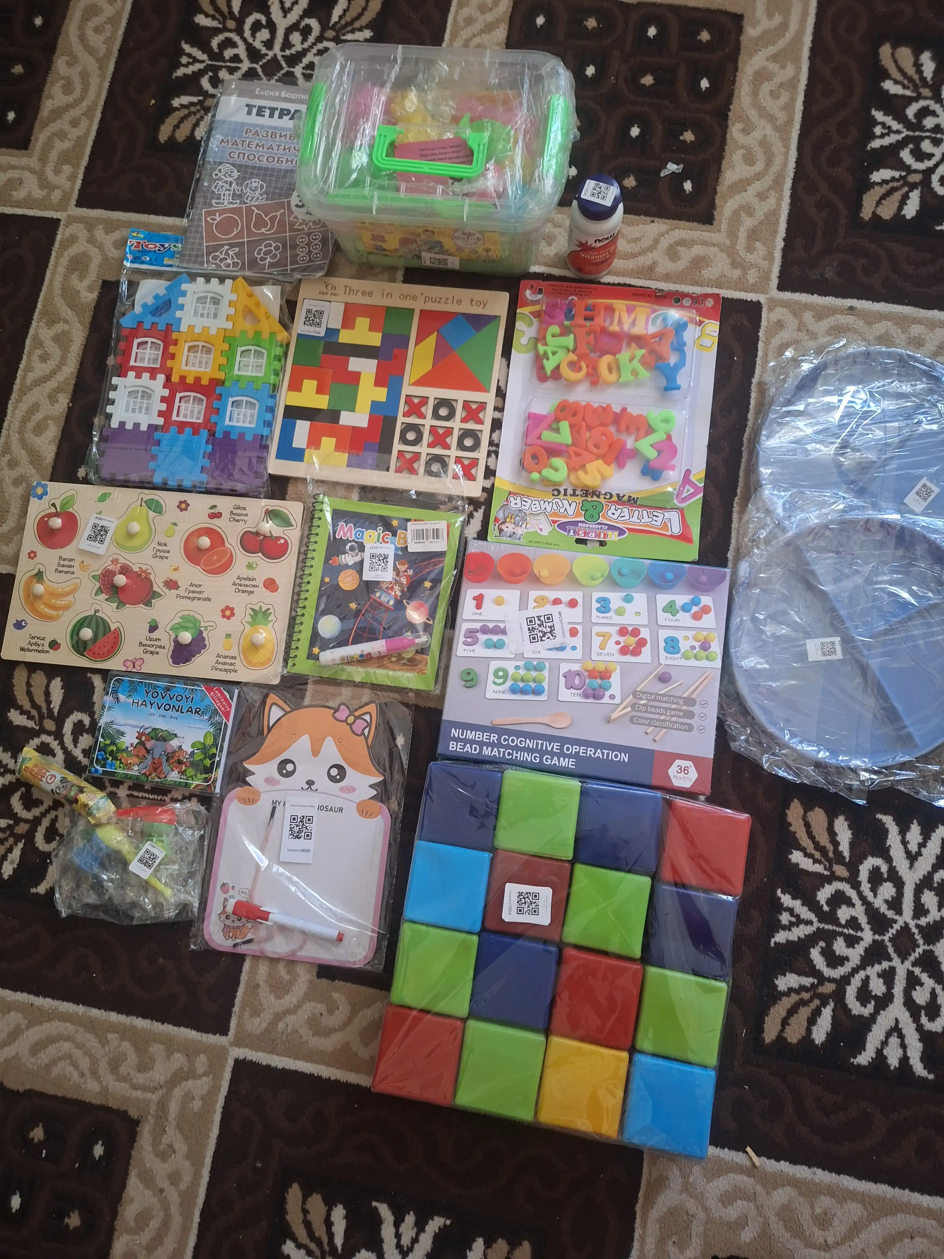 Ta'limiy yog'och jumboq o'yini Tangram, magnitli, tangram vazifalar bilan, tetris