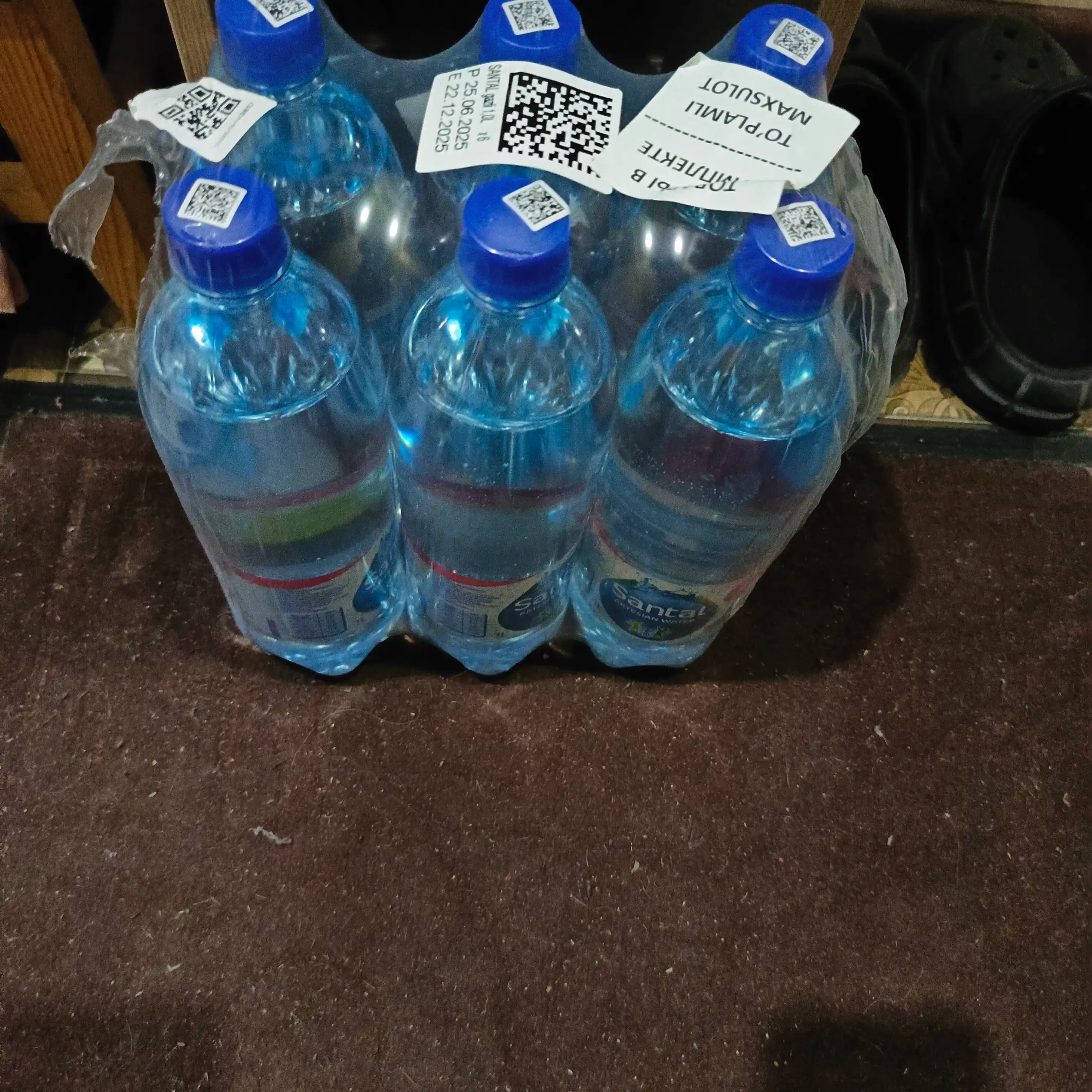 Gazlangan suv SANTAL, 1 litr dan 6 dona