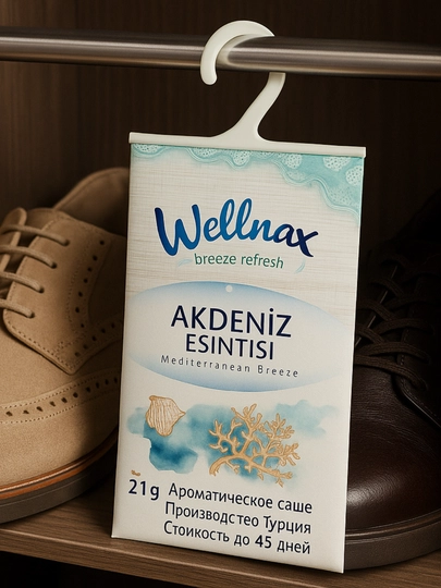 Многофункциональный ароматизатор-саше Wellnax для шкафа, санузла и полки для обуви — BRENDAC-WELLNAX-ТЕМНСИН