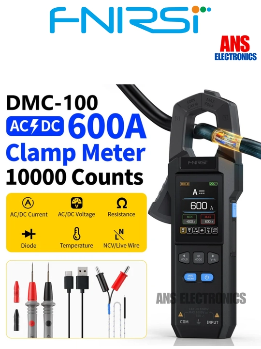 FNIRSI DMC‑100 — интеллектуальные токоизмерительные клещи‑мультиметр