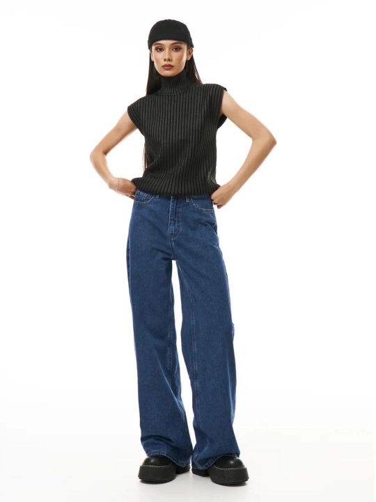 Ayollar wide leg jinsilar, denim shimlar, truba, palatso