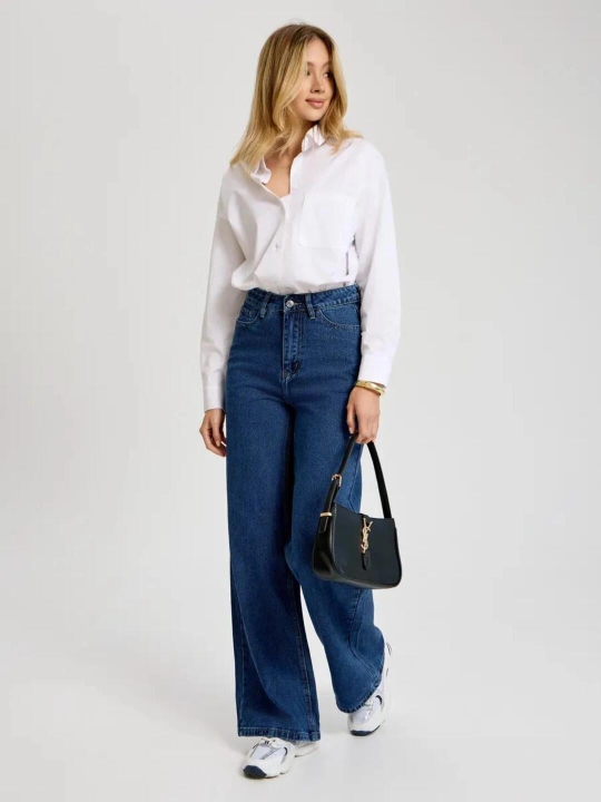 Ayollar wide leg jinsilar, denim shimlar, truba, palatso